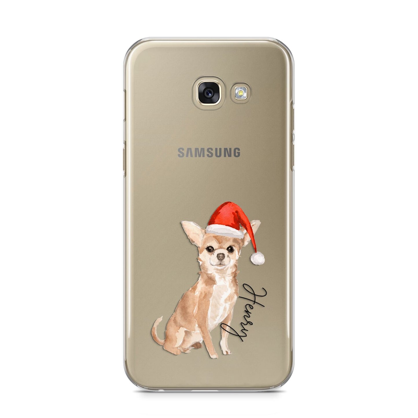 Personalised Christmas Chihuahua Samsung Galaxy A5 2017 Case on gold phone