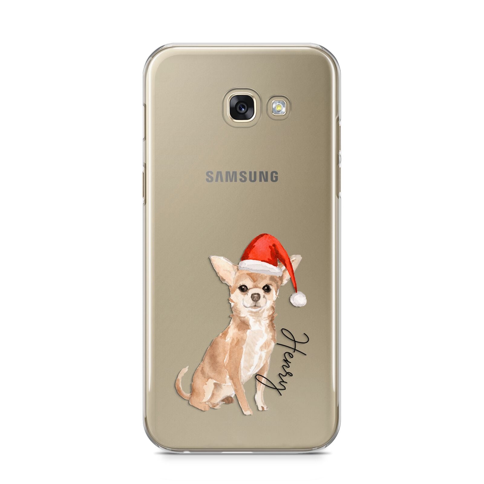 Personalised Christmas Chihuahua Samsung Galaxy A5 2017 Case on gold phone