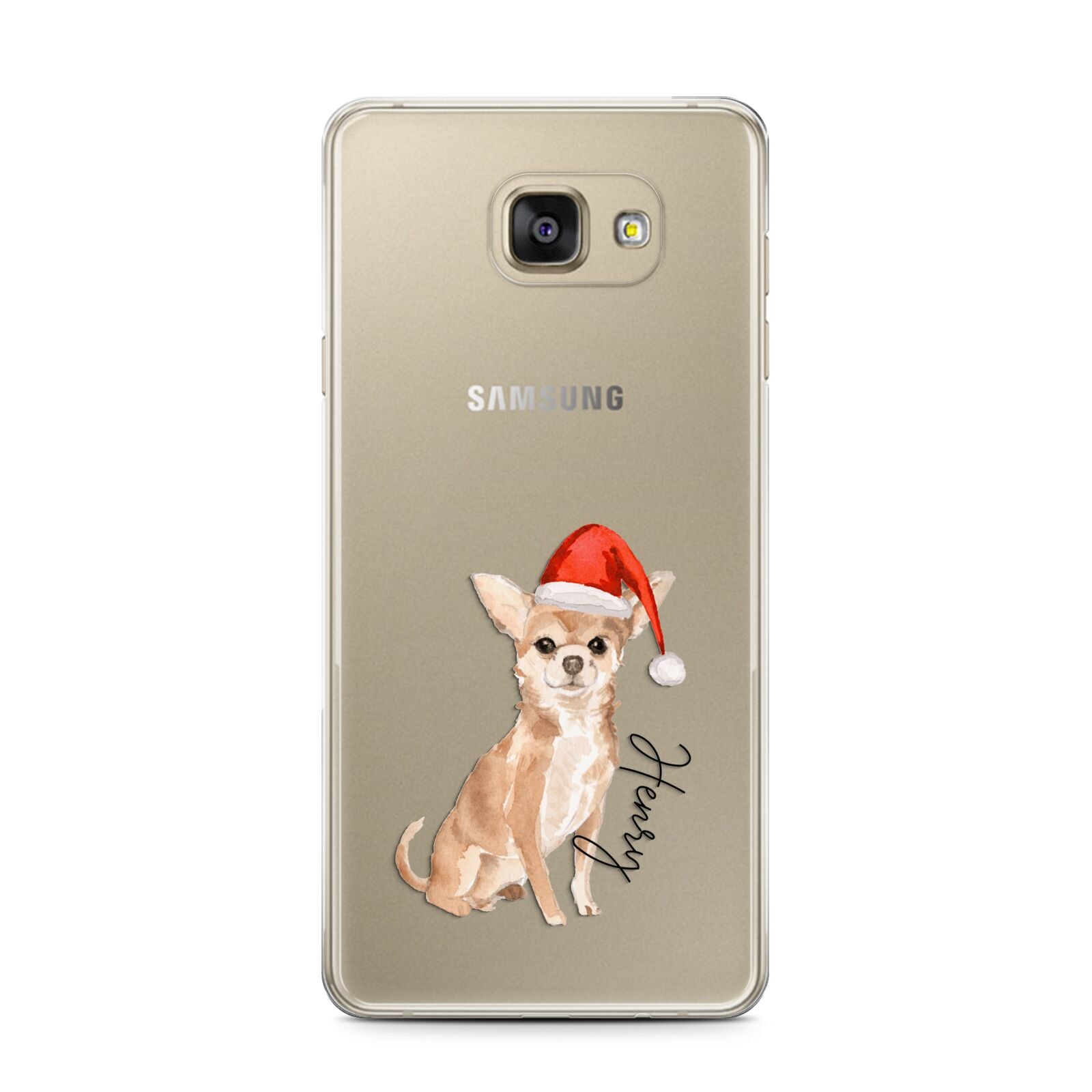 Personalised Christmas Chihuahua Samsung Galaxy A7 2016 Case on gold phone