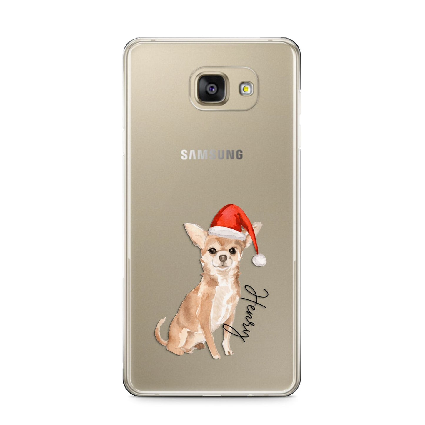 Personalised Christmas Chihuahua Samsung Galaxy A9 2016 Case on gold phone