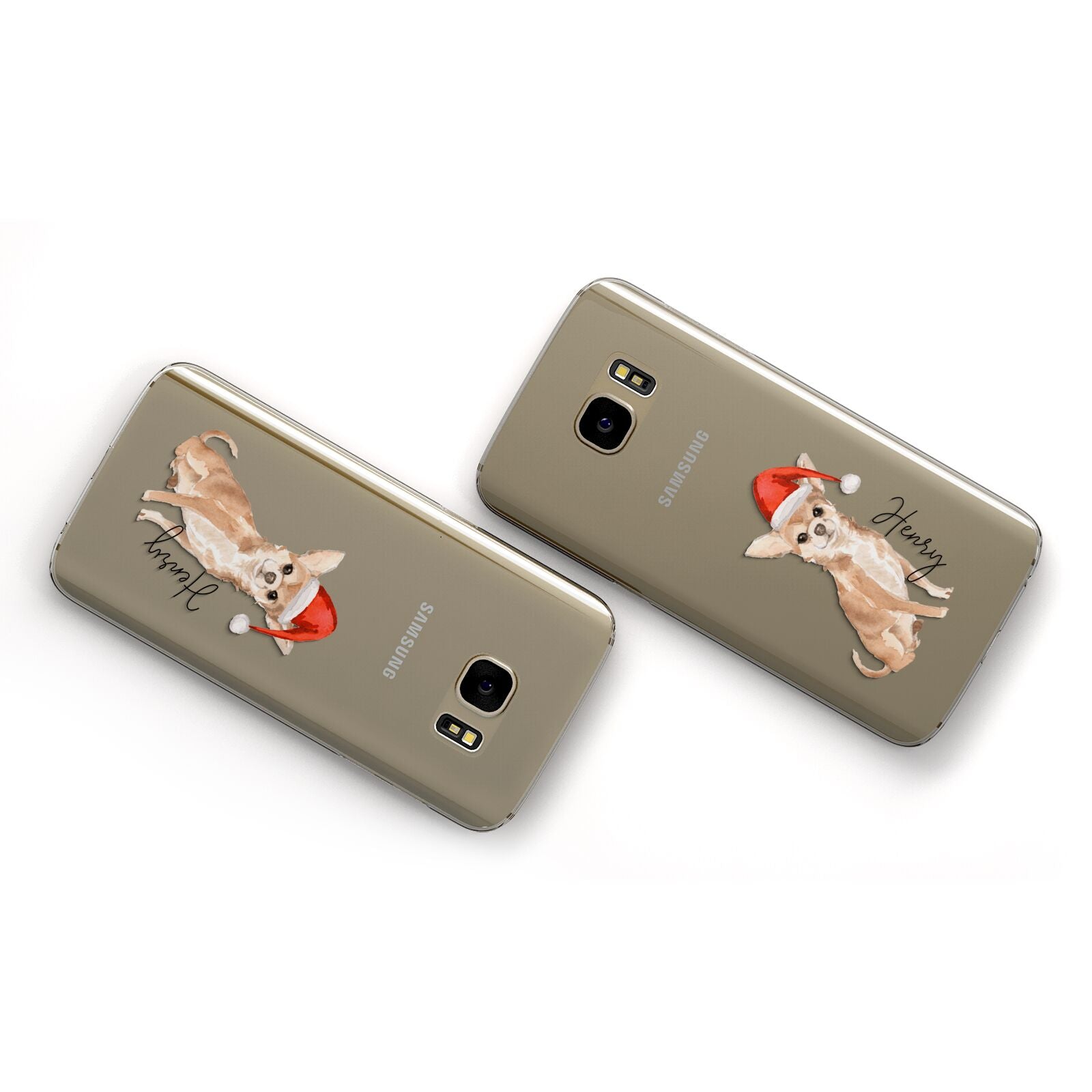 Personalised Christmas Chihuahua Samsung Galaxy Case Flat Overview
