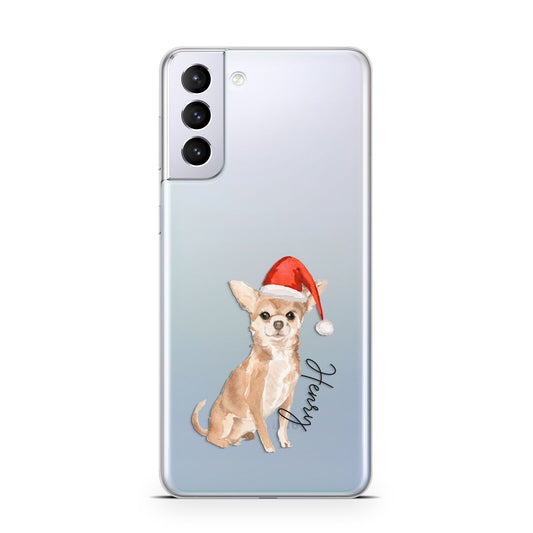Personalised Christmas Chihuahua Samsung S21 Plus Phone Case