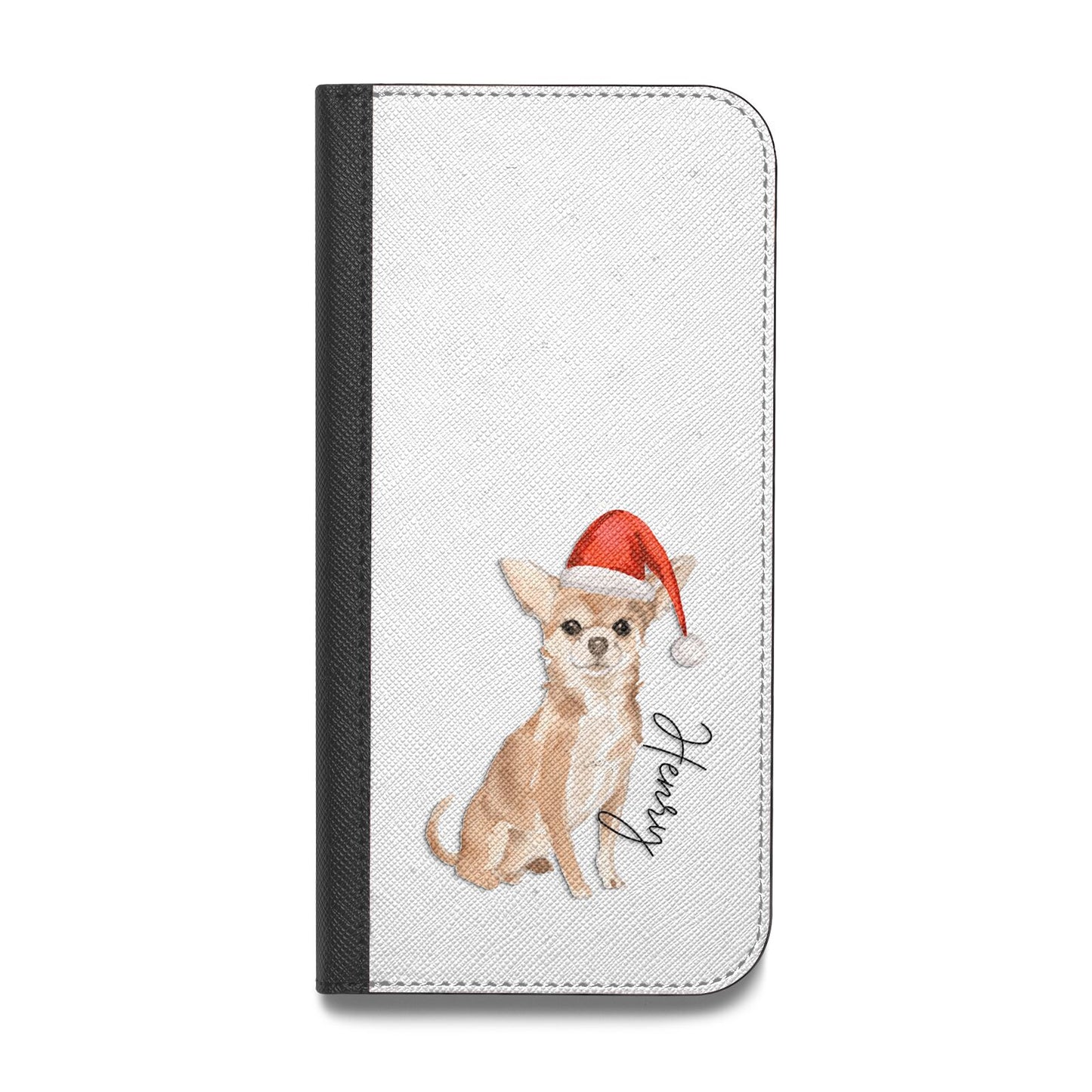 Personalised Christmas Chihuahua Vegan Leather Flip Samsung Case