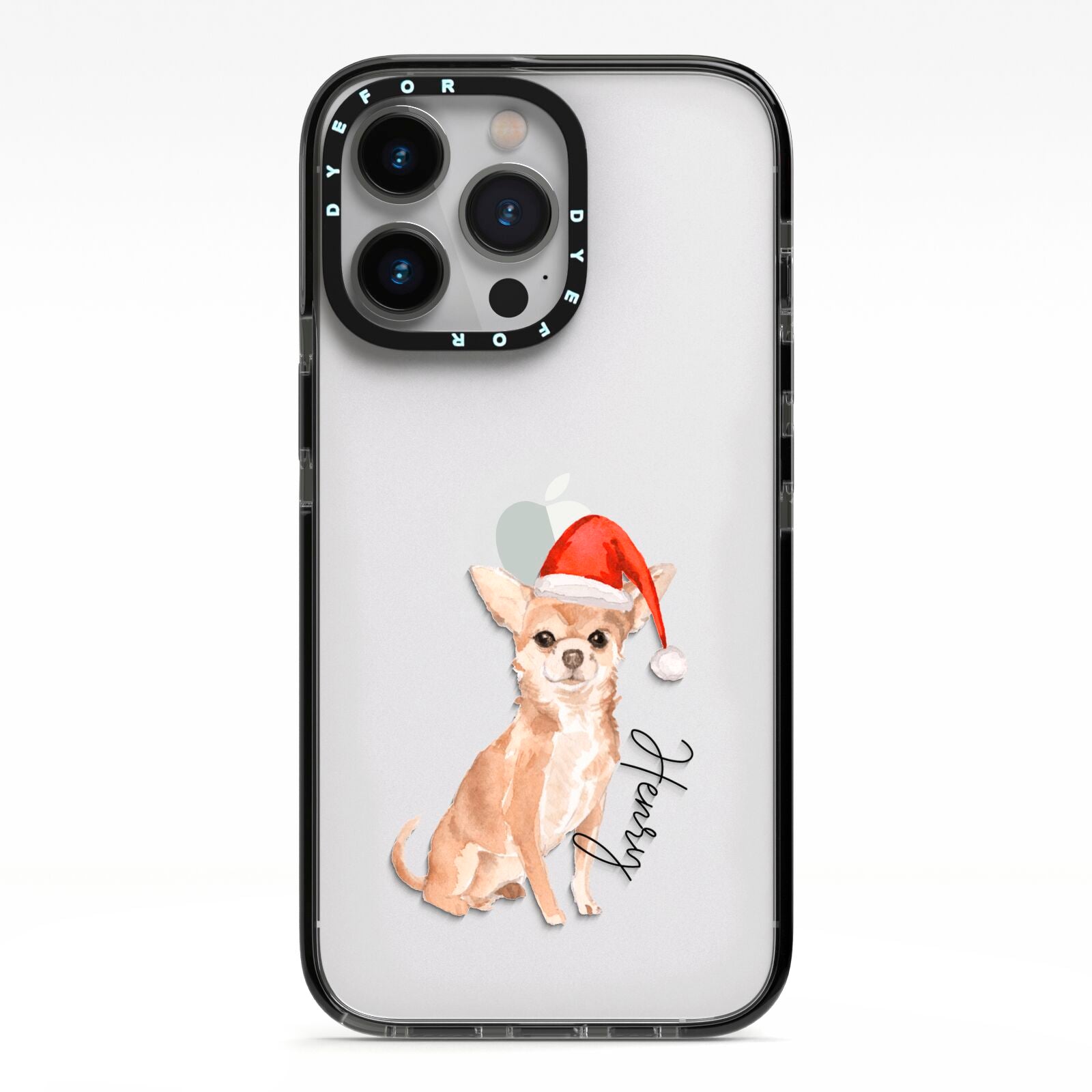 Personalised Christmas Chihuahua iPhone 13 Pro Black Impact Case on Silver phone