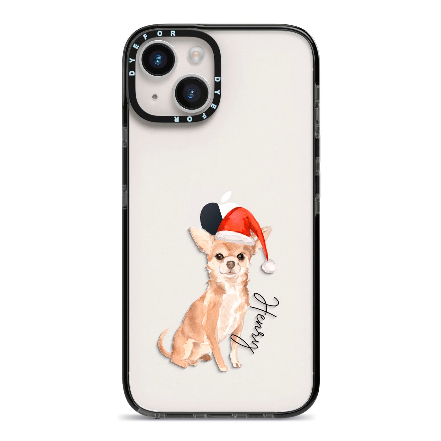 Personalised Christmas Chihuahua iPhone 14 Black Impact Case on Silver phone