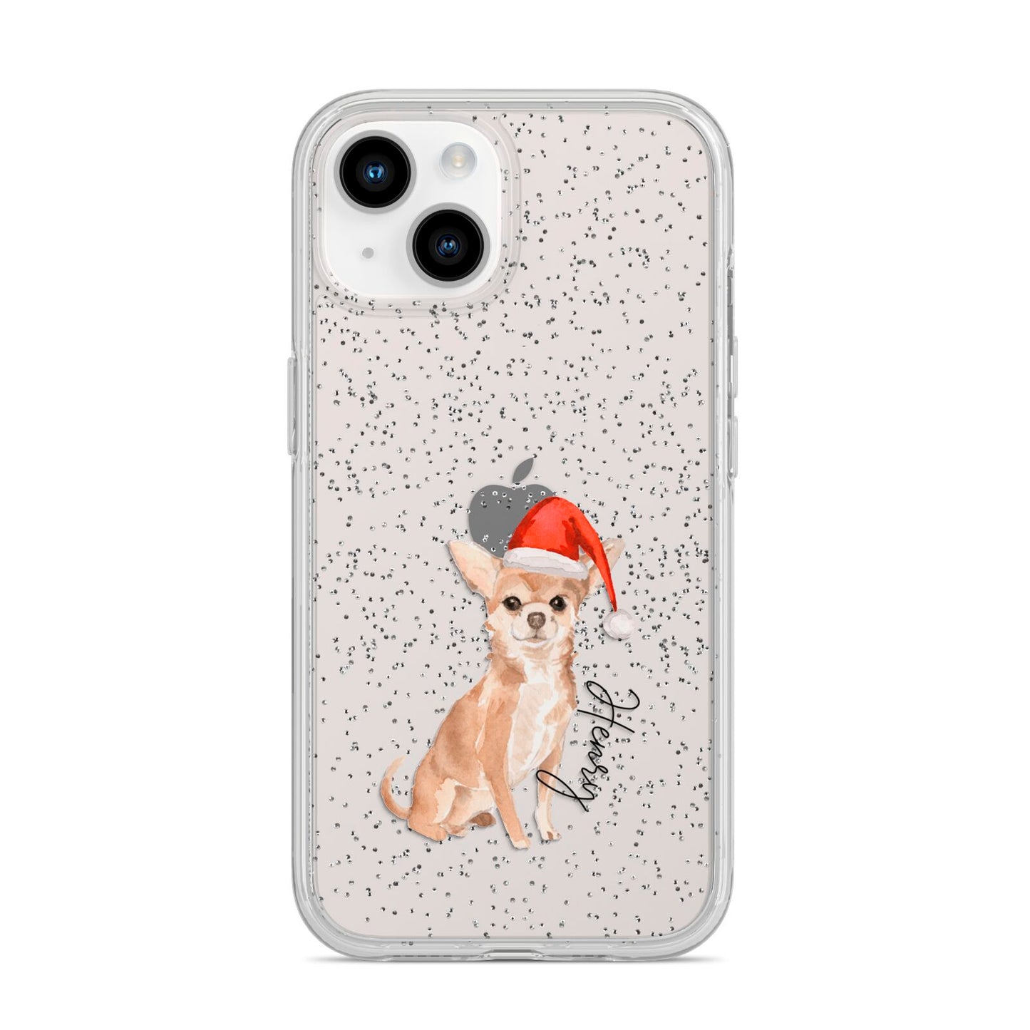 Personalised Christmas Chihuahua iPhone 14 Glitter Tough Case Starlight