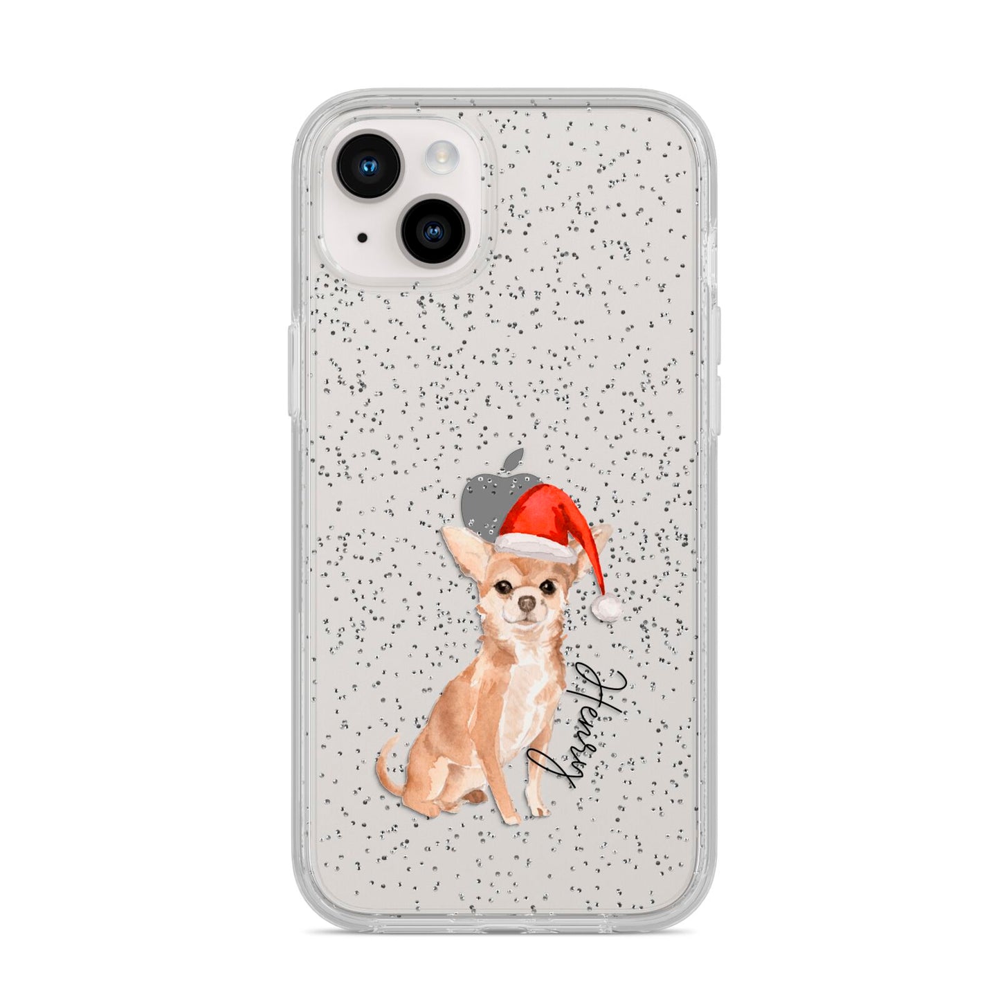 Personalised Christmas Chihuahua iPhone 14 Plus Glitter Tough Case Starlight