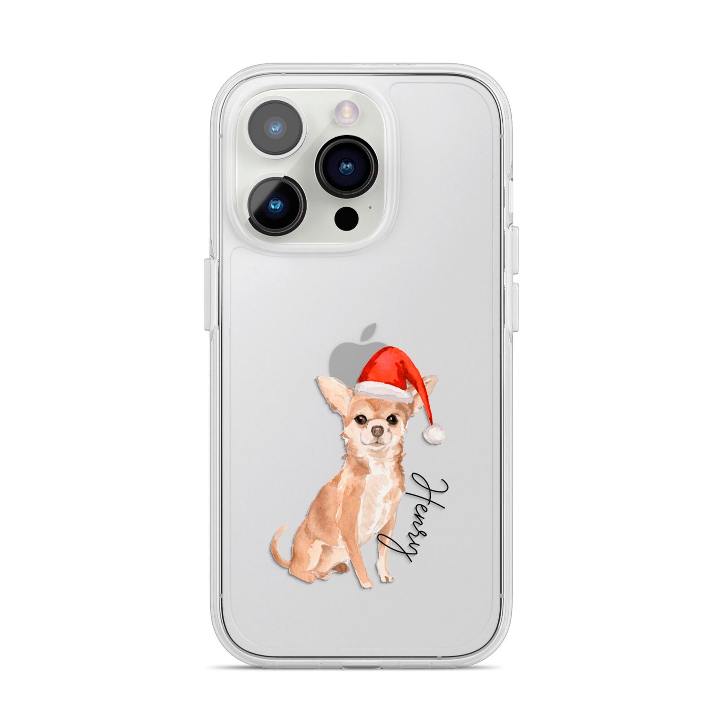 Personalised Christmas Chihuahua iPhone 14 Pro Clear Tough Case Silver