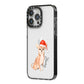 Personalised Christmas Chihuahua iPhone 14 Pro Max Black Impact Case Side Angle on Silver phone