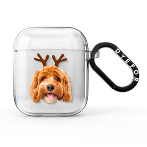 Personalised Christmas Dog Antler AirPods Case
