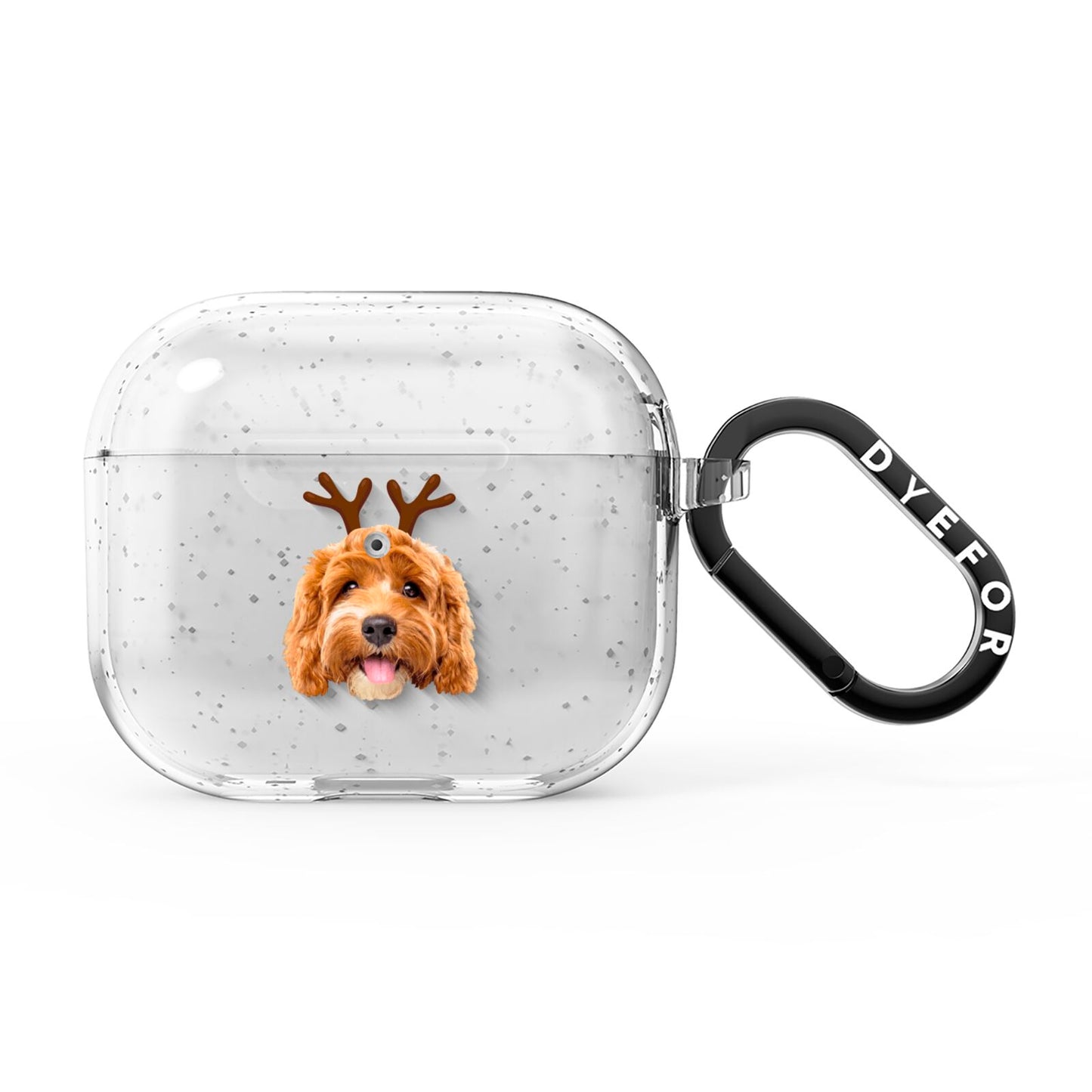 Personalised Christmas Dog Antler AirPods Glitter Case 3rd Gen