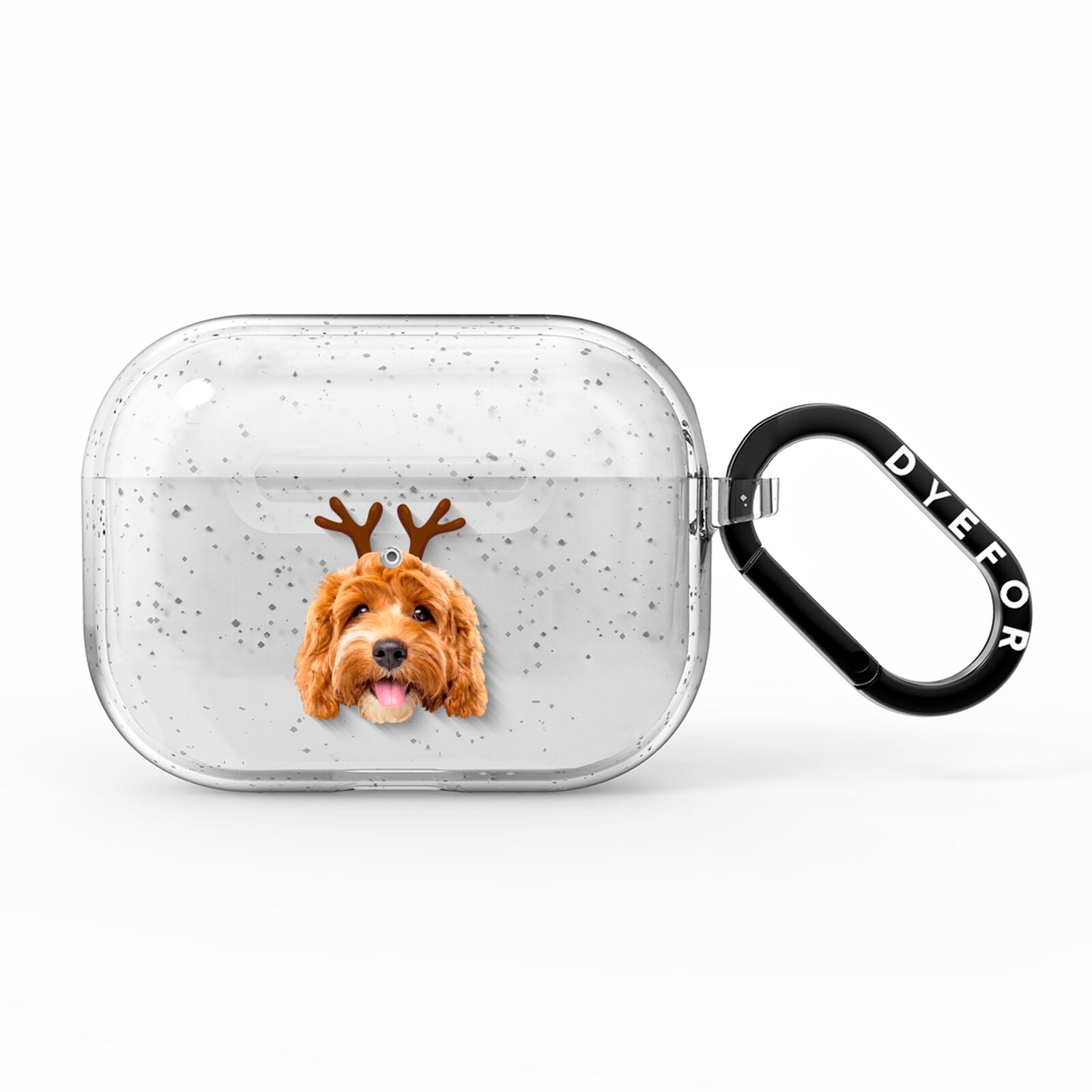 Personalised Christmas Dog Antler AirPods Pro Glitter Case