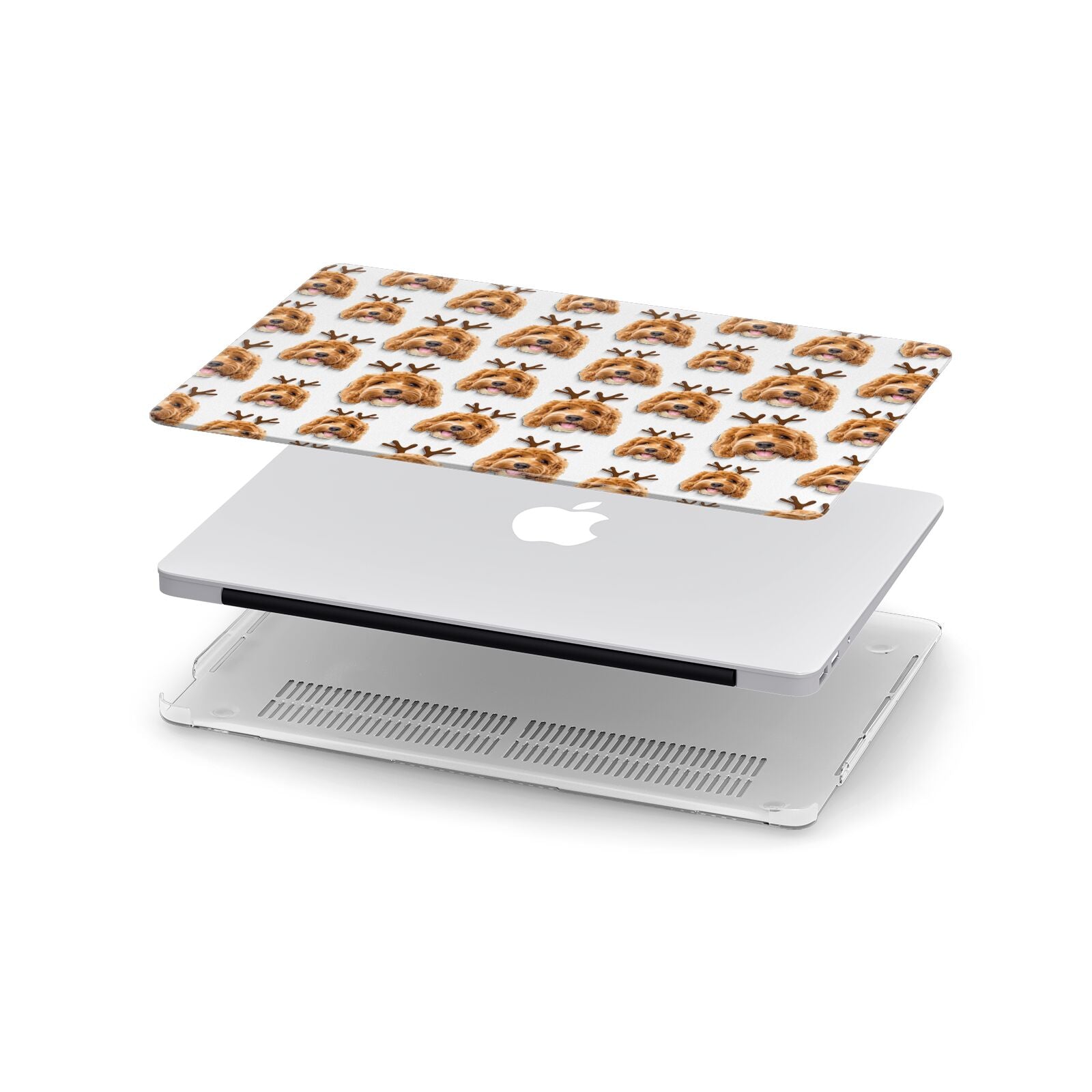 Personalised Christmas Dog Antler Apple MacBook Case in Detail