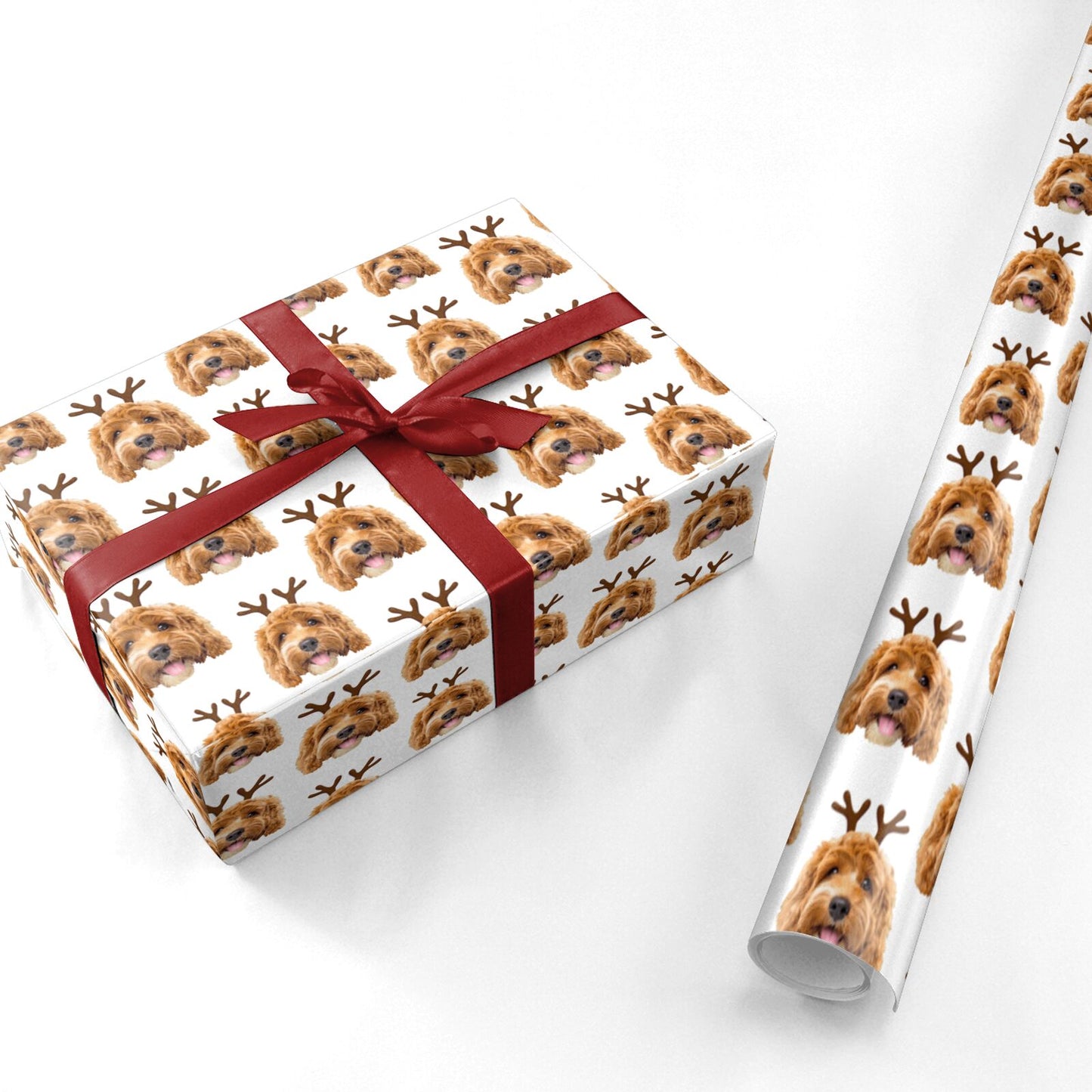 Personalised Christmas Dog Antler Personalised Wrapping Paper
