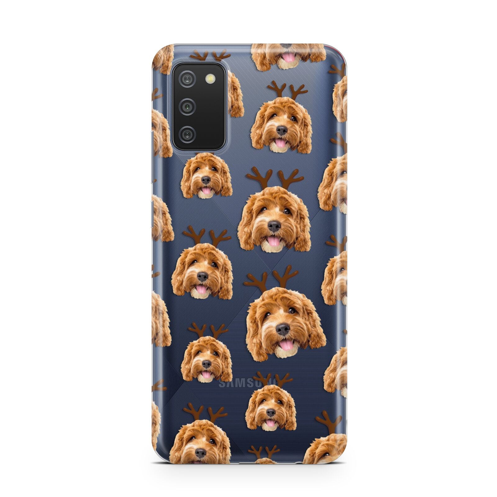 Personalised Christmas Dog Antler Samsung A02s Case