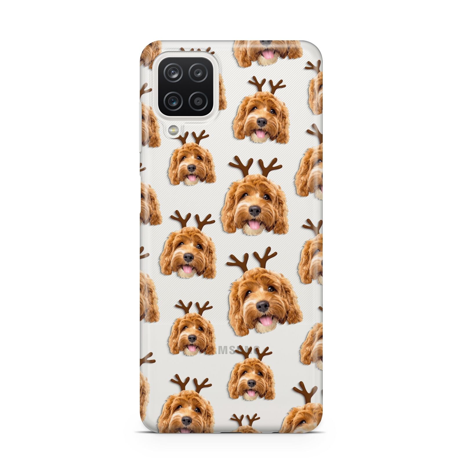 Personalised Christmas Dog Antler Samsung A12 Case