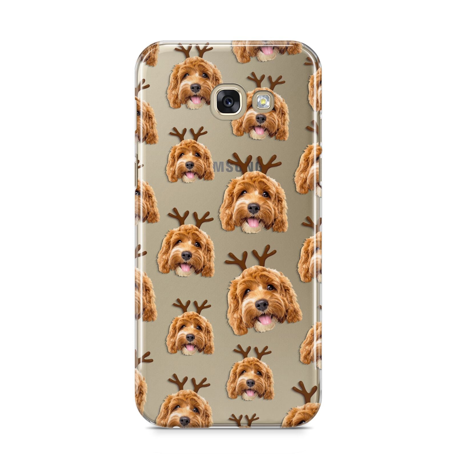 Personalised Christmas Dog Antler Samsung Galaxy A5 2017 Case on gold phone