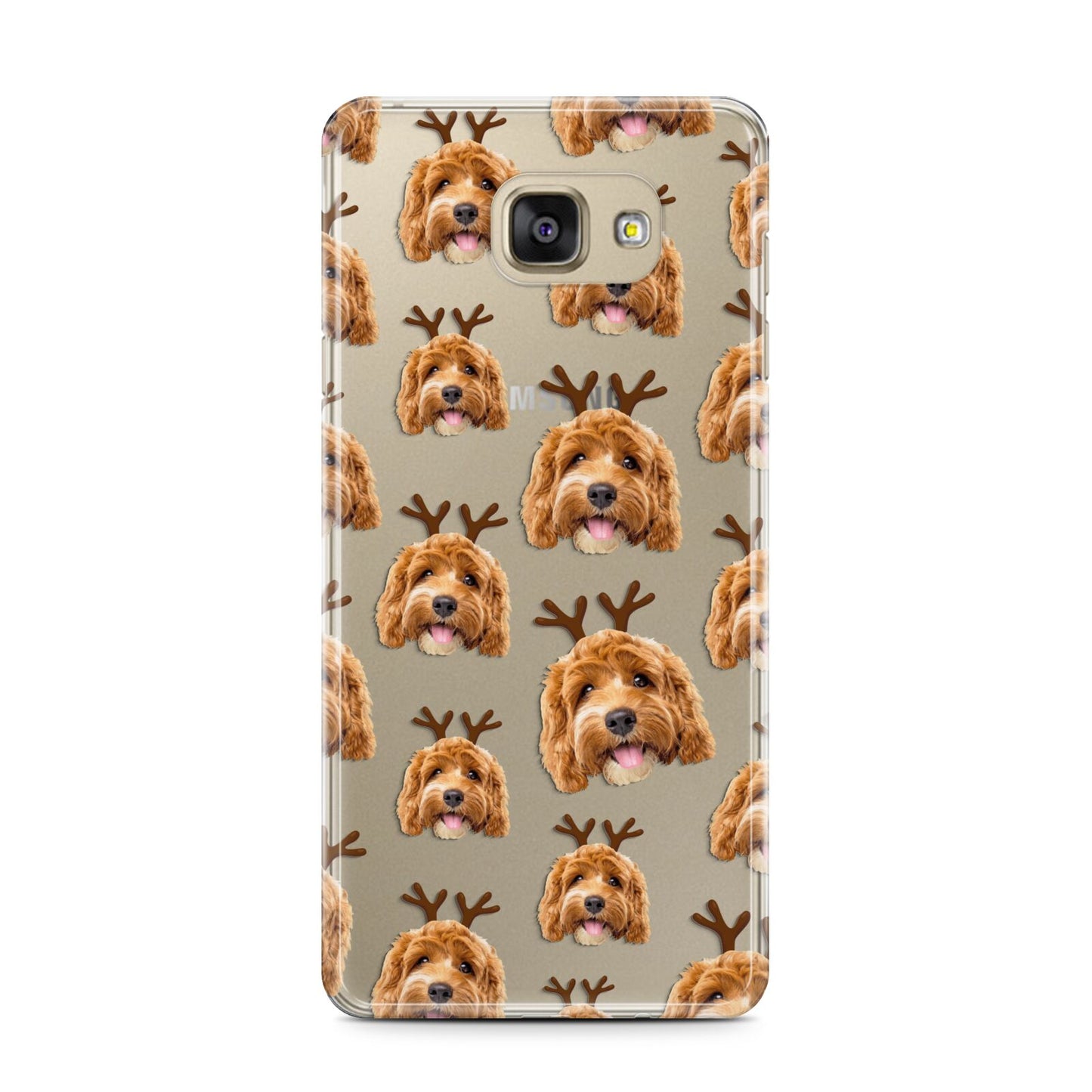 Personalised Christmas Dog Antler Samsung Galaxy A7 2016 Case on gold phone