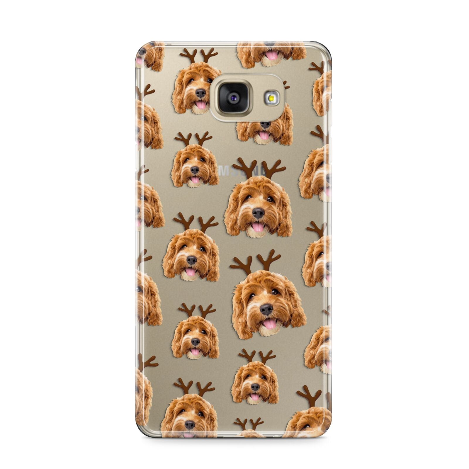 Personalised Christmas Dog Antler Samsung Galaxy A9 2016 Case on gold phone