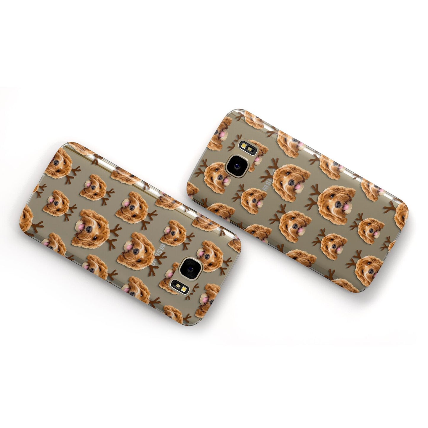 Personalised Christmas Dog Antler Samsung Galaxy Case Flat Overview