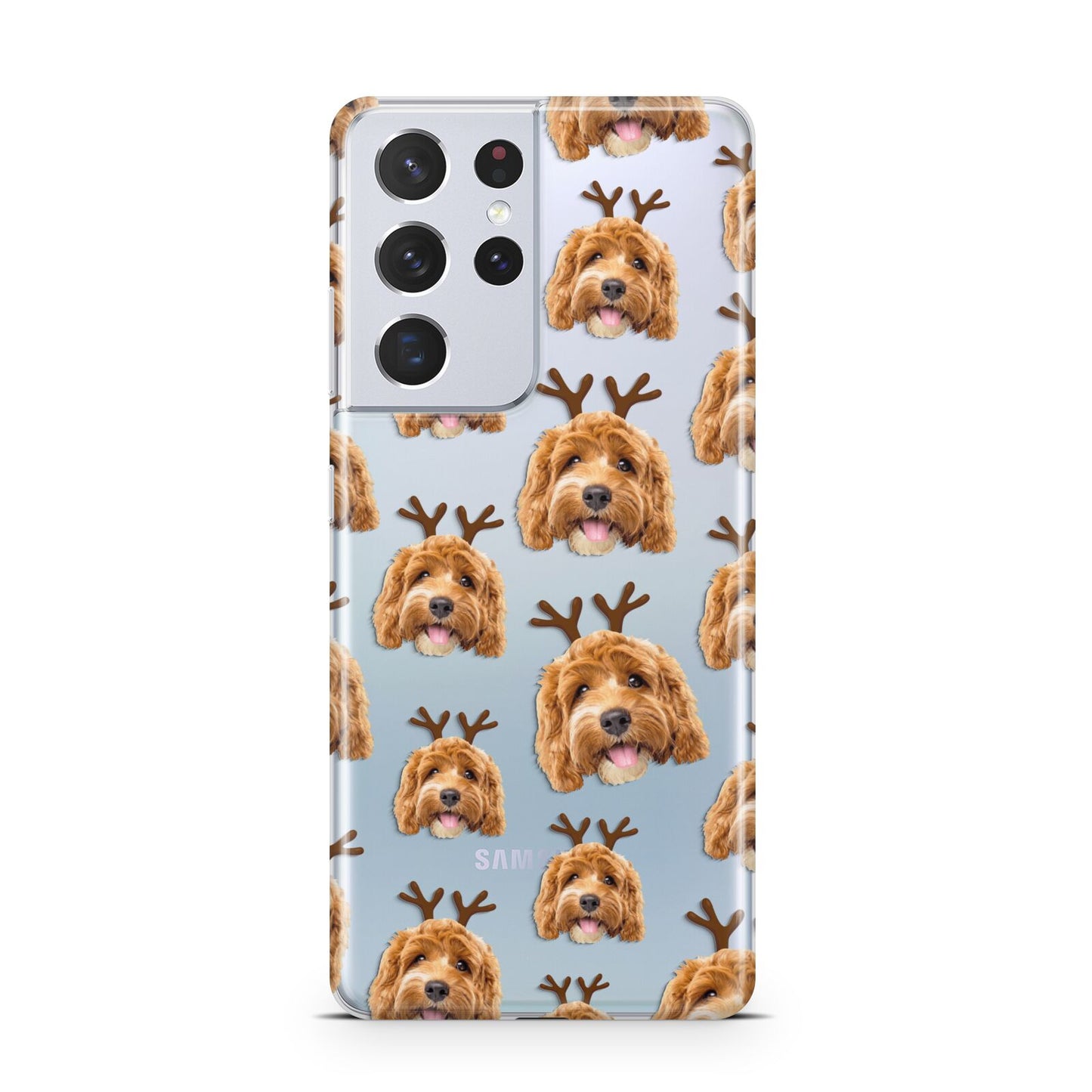 Personalised Christmas Dog Antler Samsung S21 Ultra Case