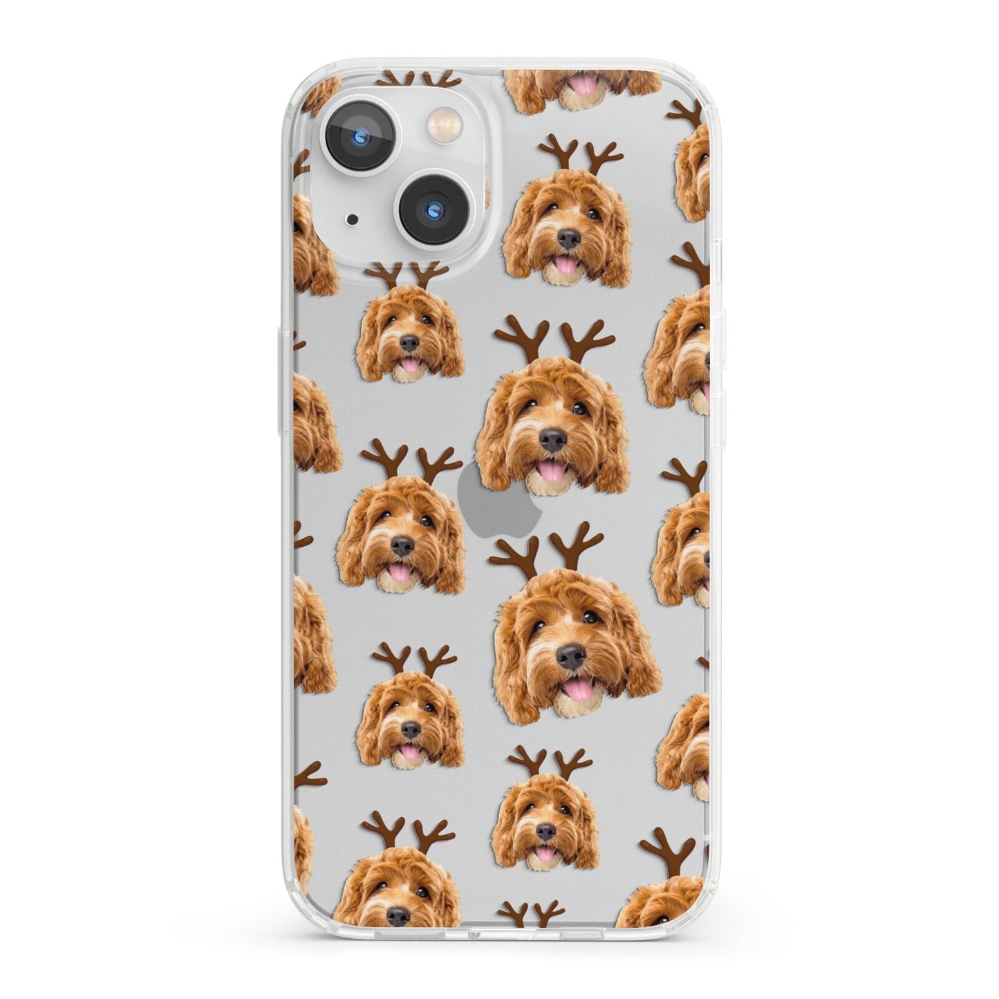 Personalised Christmas Dog Antler iPhone 13 Clear Bumper Case