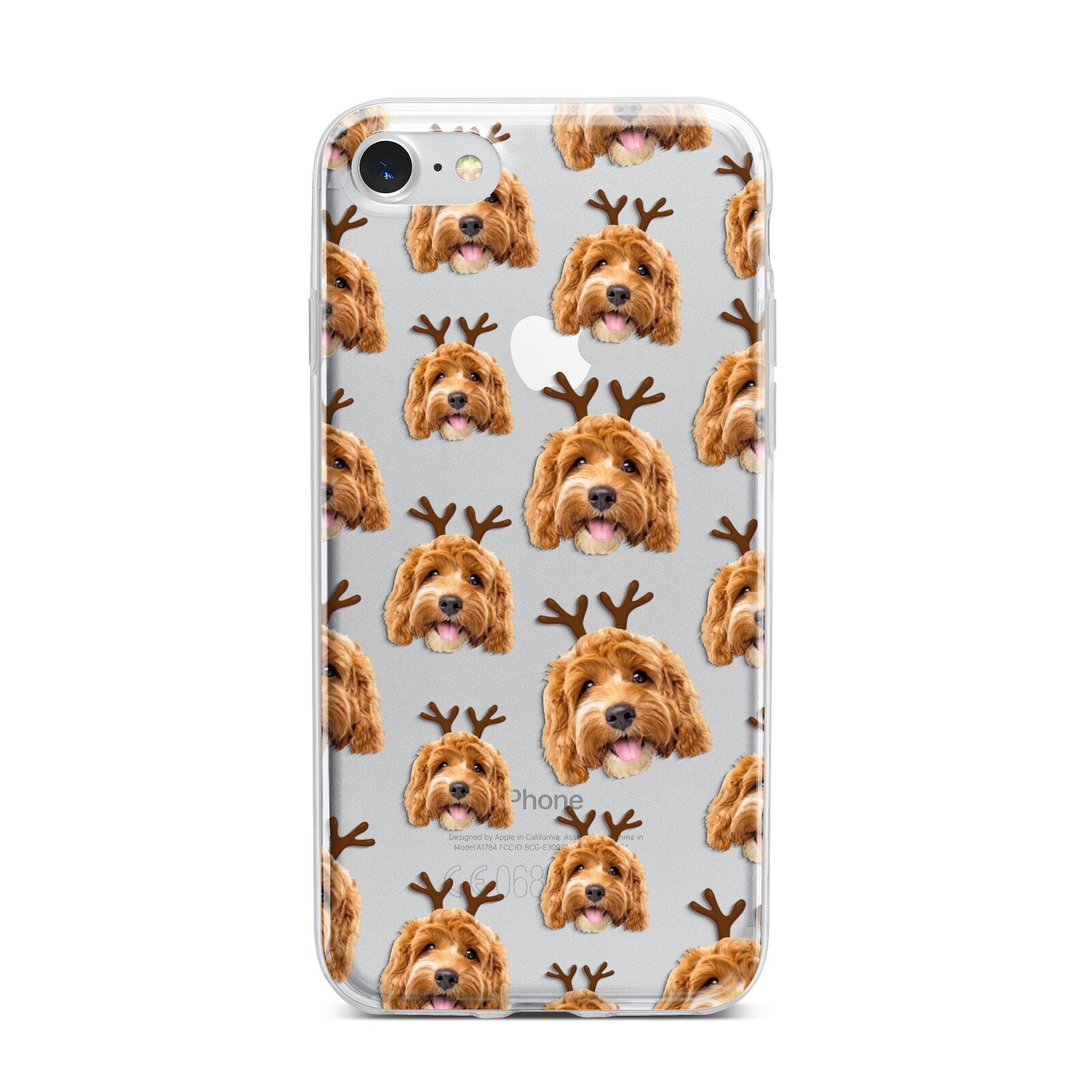 Personalised Christmas Dog Antler iPhone 7 Bumper Case on Silver iPhone
