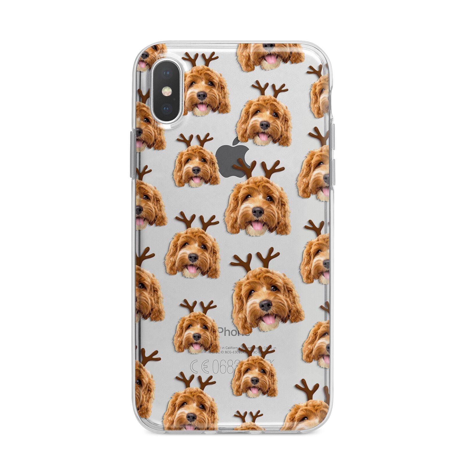 Personalised Christmas Dog Antler iPhone X Bumper Case on Silver iPhone Alternative Image 1