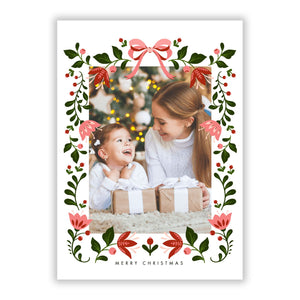 Personalisierte Weihnachtsblumen-Fotogrußkarte