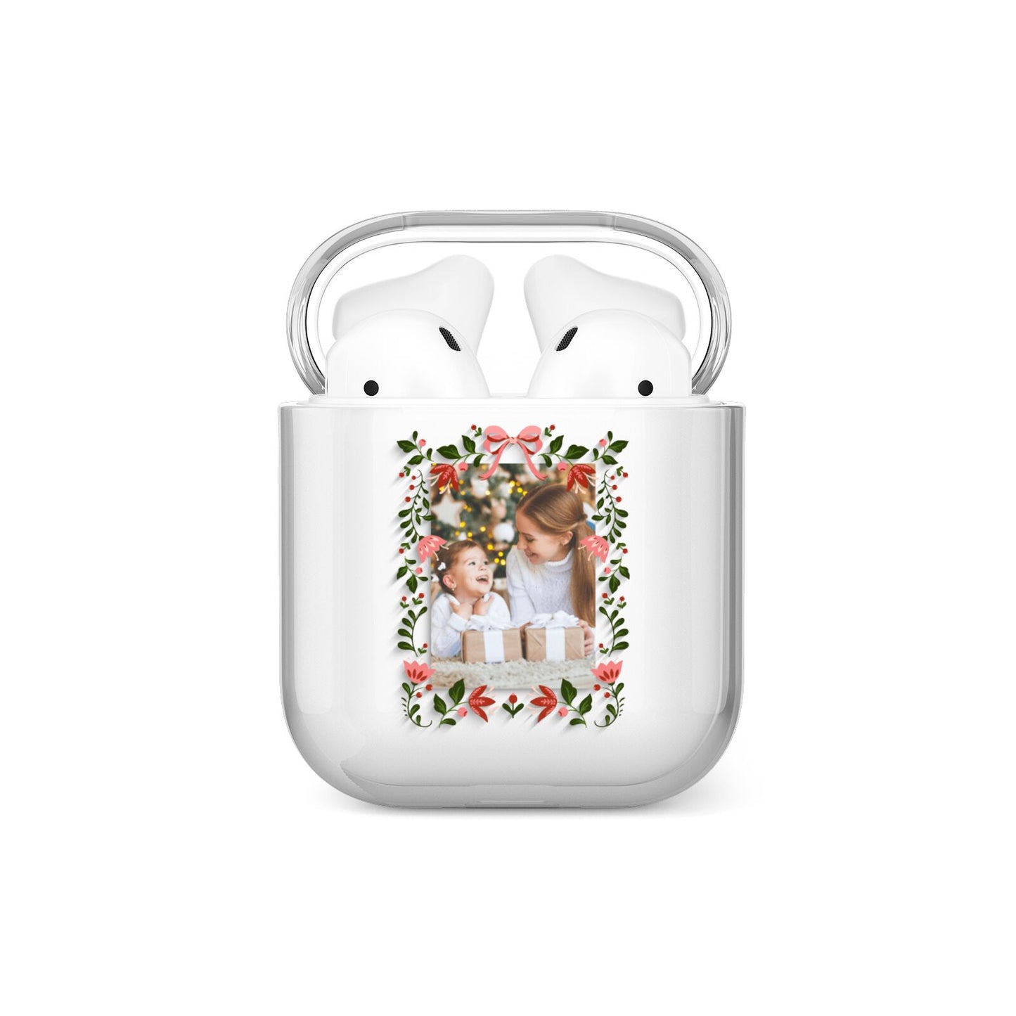 Personalised Christmas Flowers Photo AirPods Case