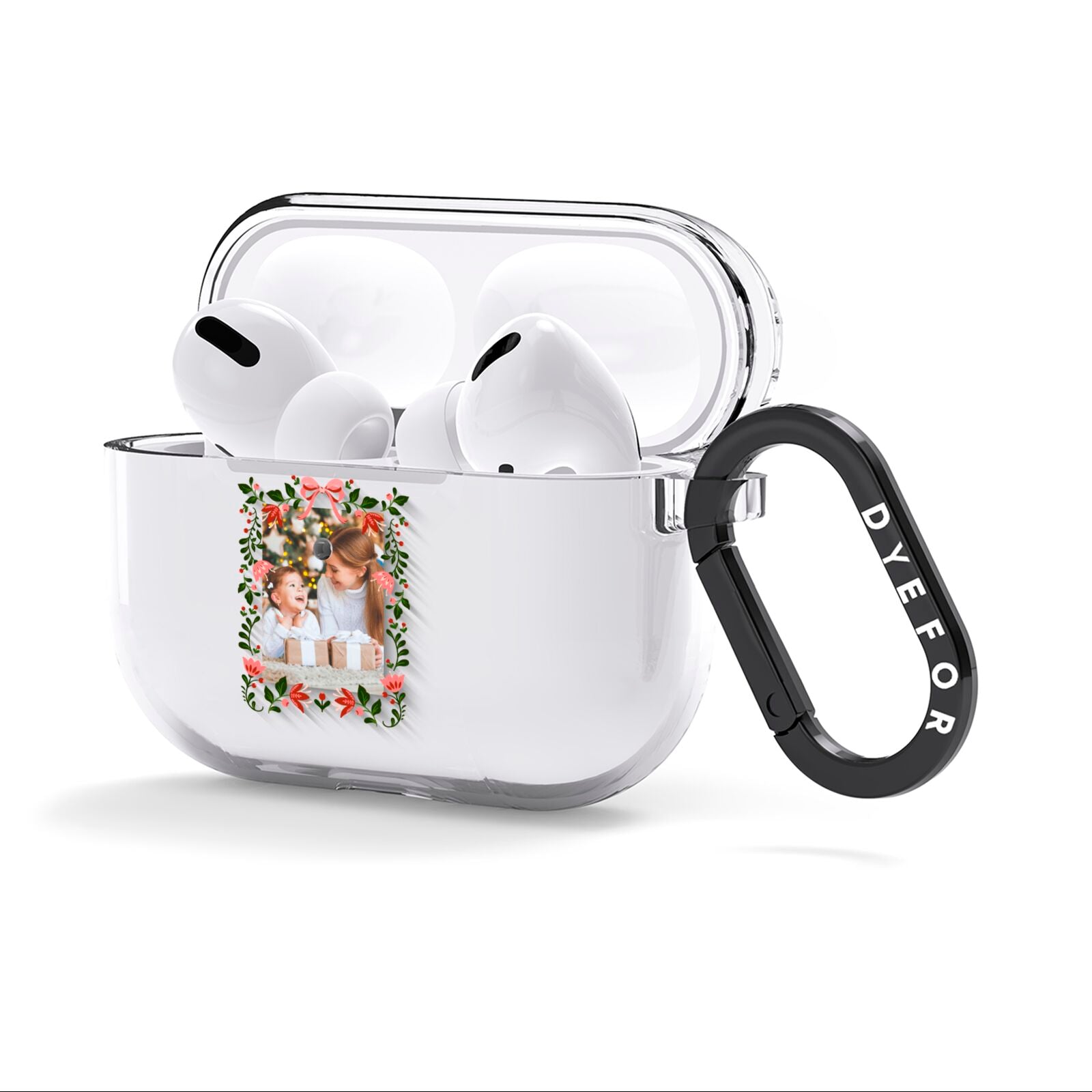 Personalised Christmas Flowers Photo AirPods Clear Case 3rd Gen Side Image