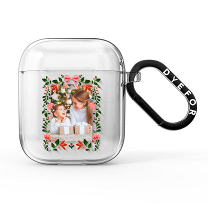 Personalised Christmas Flowers Photo AirPods Clear Case