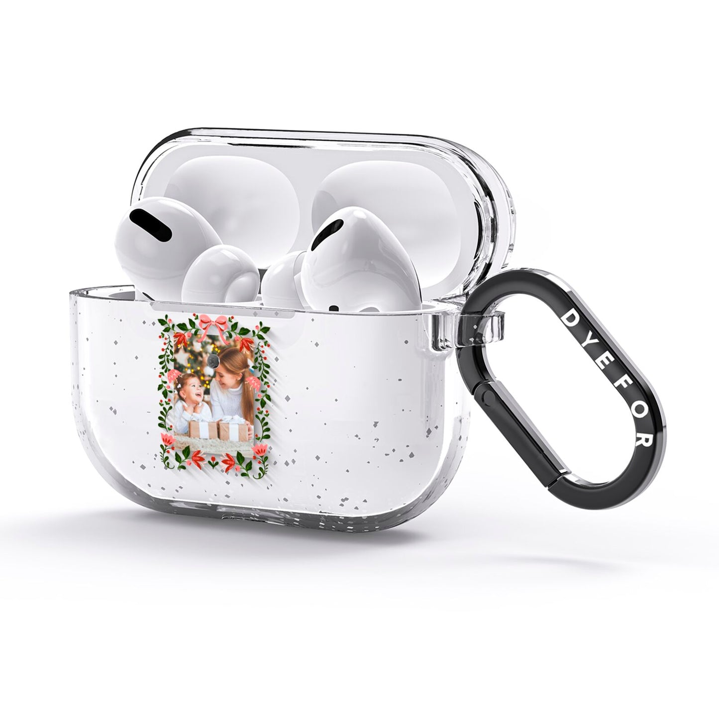Personalised Christmas Flowers Photo AirPods Glitter Case 3rd Gen Side Image
