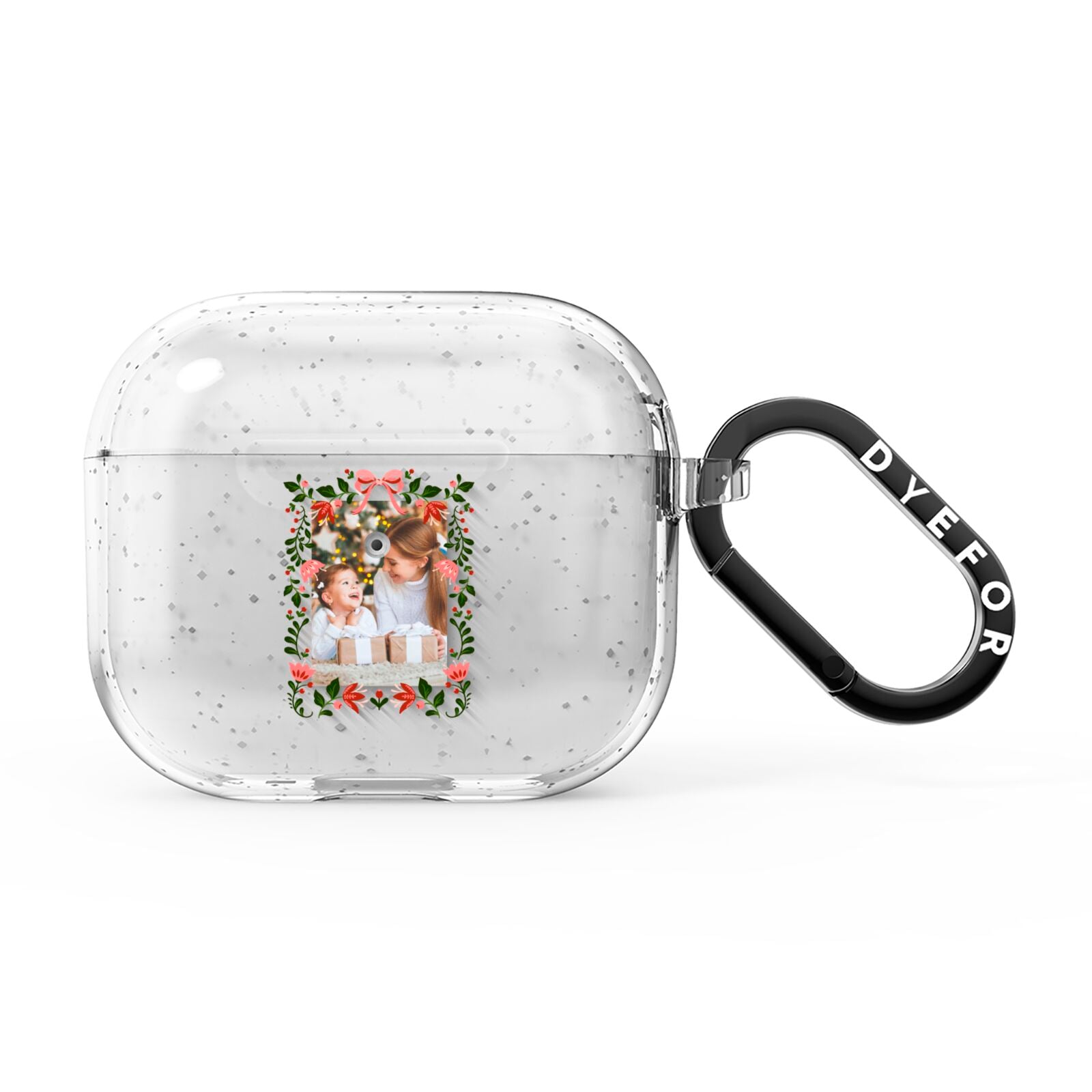 Personalised Christmas Flowers Photo AirPods Glitter Case 3rd Gen
