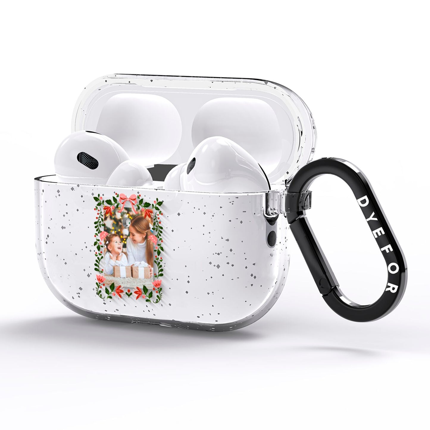 Personalised Christmas Flowers Photo AirPods Pro Glitter Case Side Image