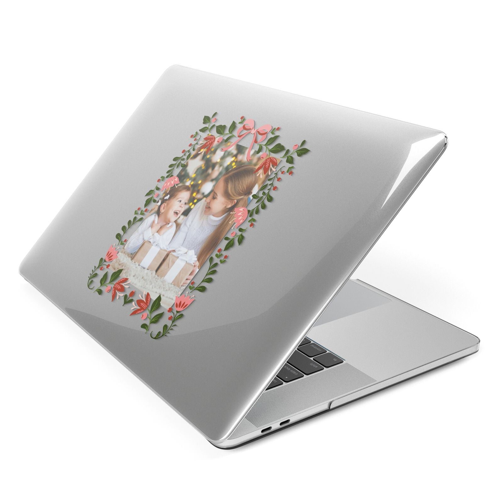 Personalised Christmas Flowers Photo Apple MacBook Case Side View