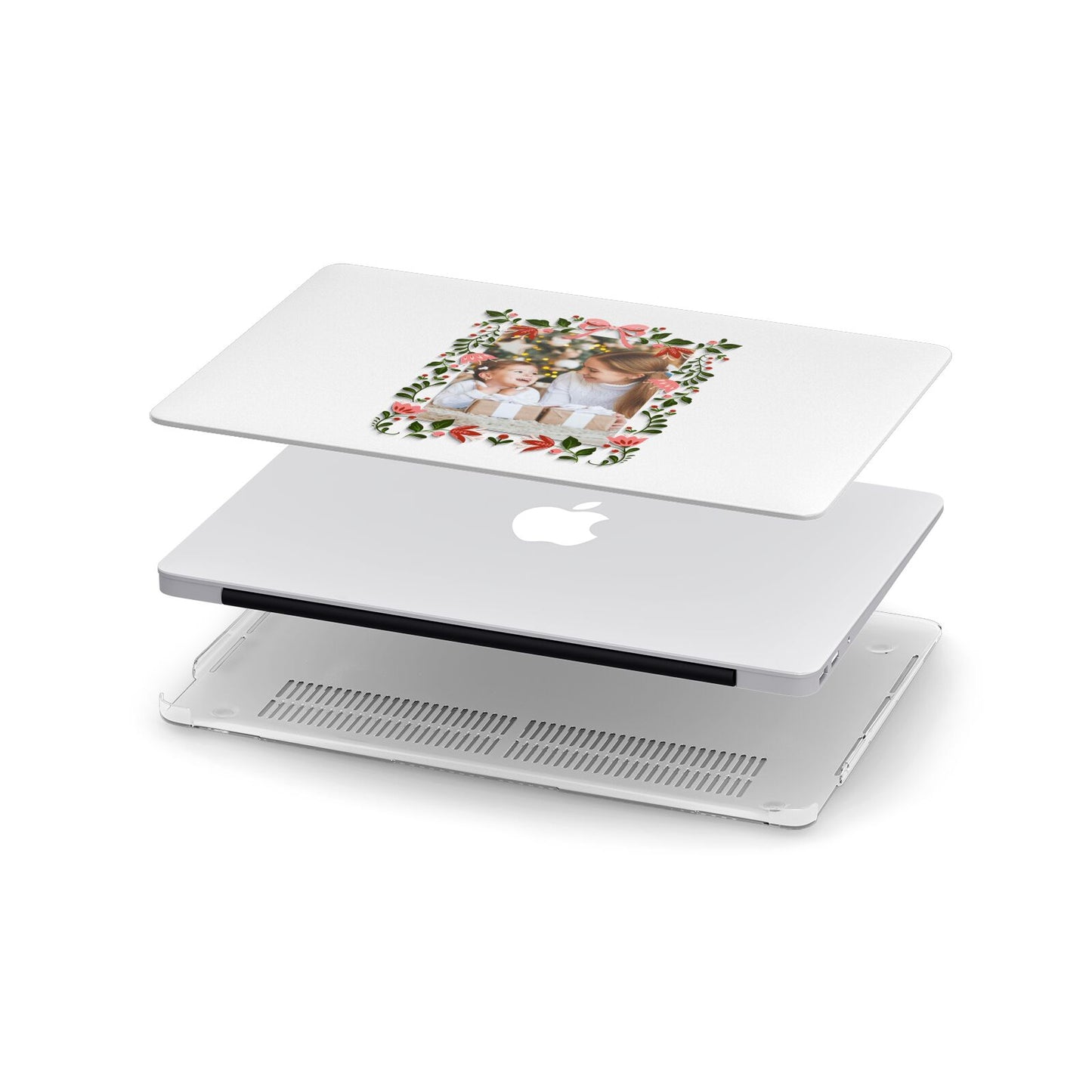 Personalised Christmas Flowers Photo Apple MacBook Case in Detail