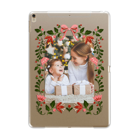 Personalised Christmas Flowers Photo Apple iPad Gold Case