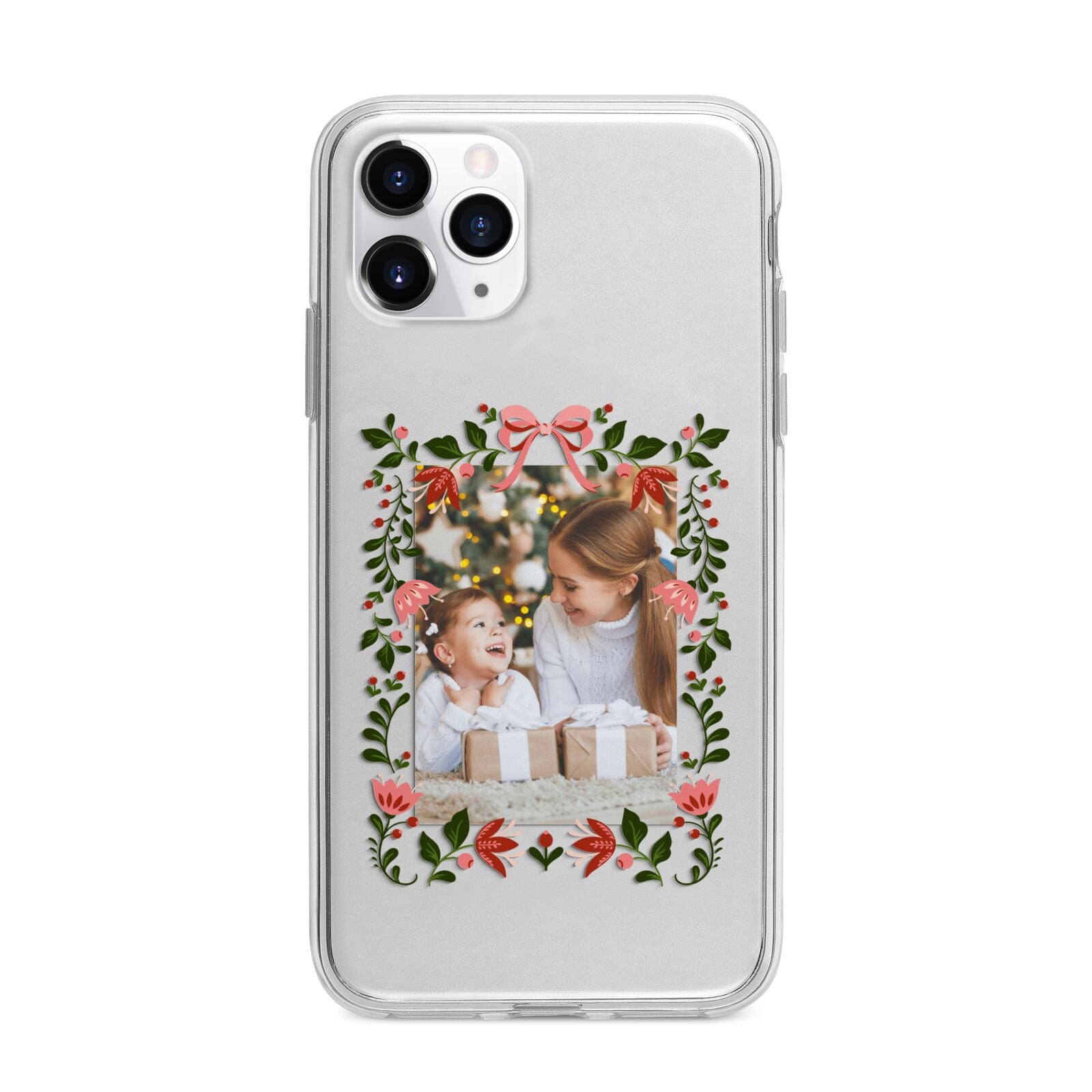 Personalised Christmas Flowers Photo Apple iPhone 11 Pro in Silver with Bumper Case