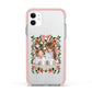 Personalised Christmas Flowers Photo Apple iPhone 11 in White with Pink Impact Case