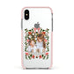Personalised Christmas Flowers Photo Apple iPhone Xs Impact Case Pink Edge on Silver Phone