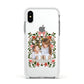 Personalised Christmas Flowers Photo Apple iPhone Xs Impact Case White Edge on Silver Phone