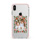 Personalised Christmas Flowers Photo Apple iPhone Xs Max Impact Case Pink Edge on Silver Phone