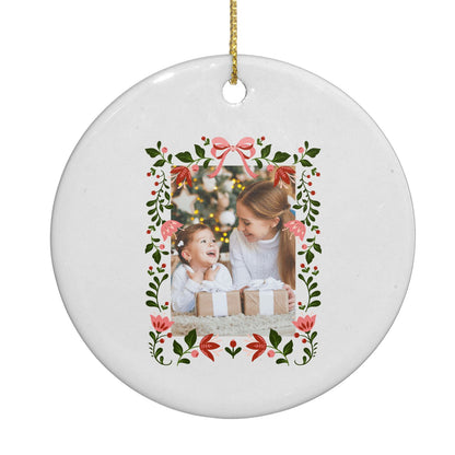 Personalised Christmas Flowers Photo Circle Decoration