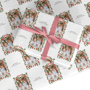 Personalised Christmas Flowers Photo Wrapping Paper