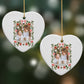 Personalised Christmas Flowers Photo Heart Decoration on Christmas Background