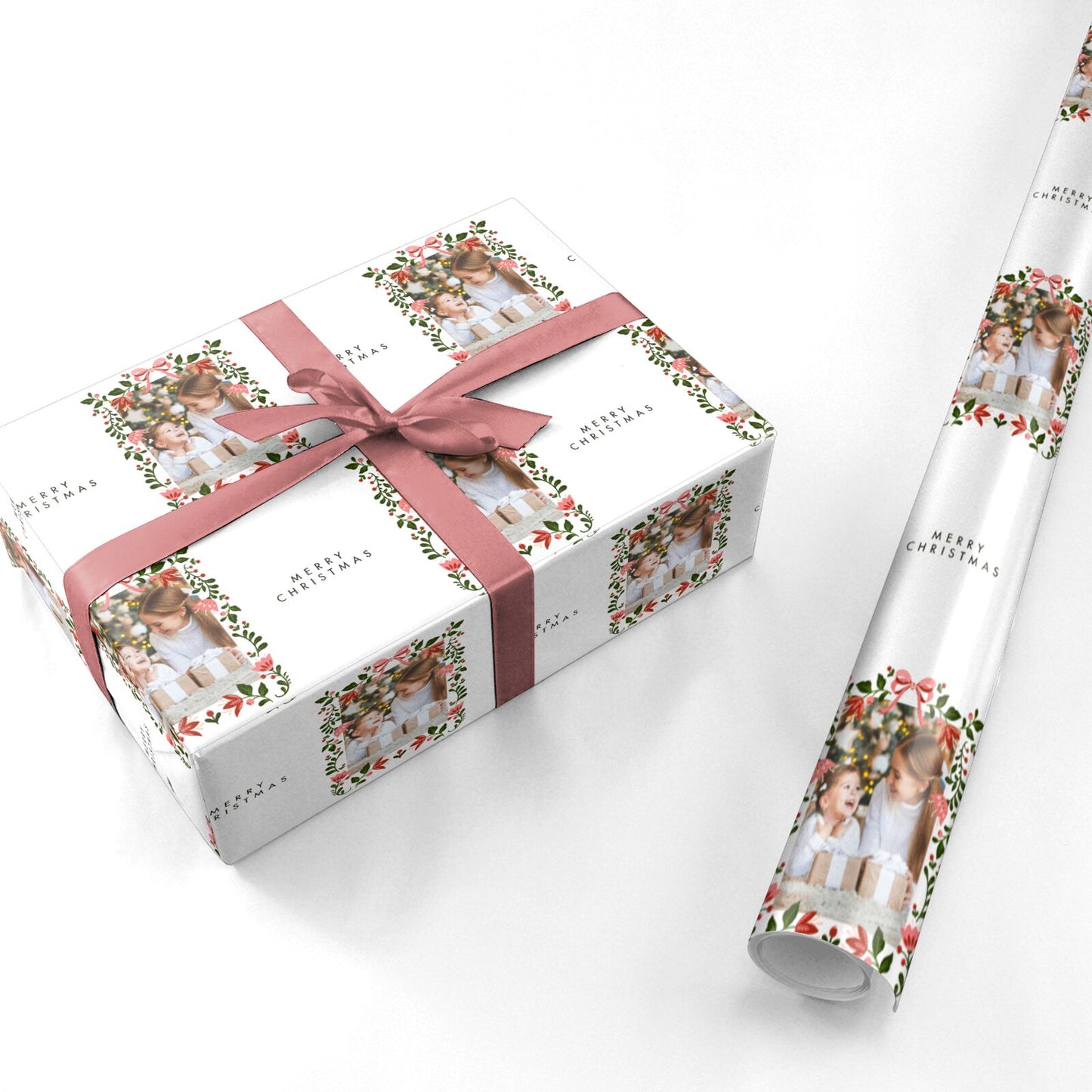 Personalised Christmas Flowers Photo Personalised Wrapping Paper