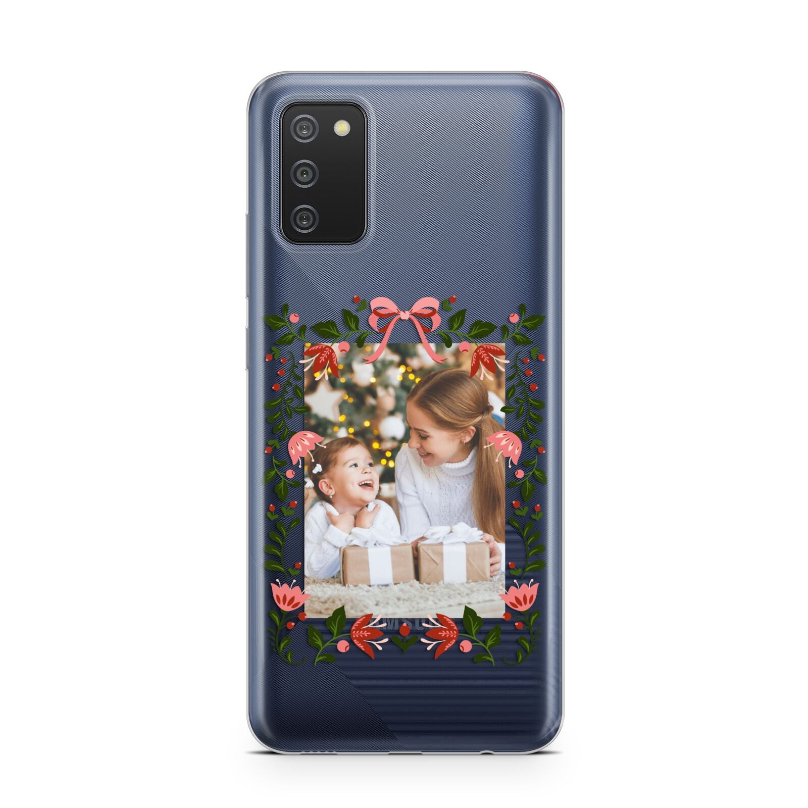 Personalised Christmas Flowers Photo Samsung A02s Case