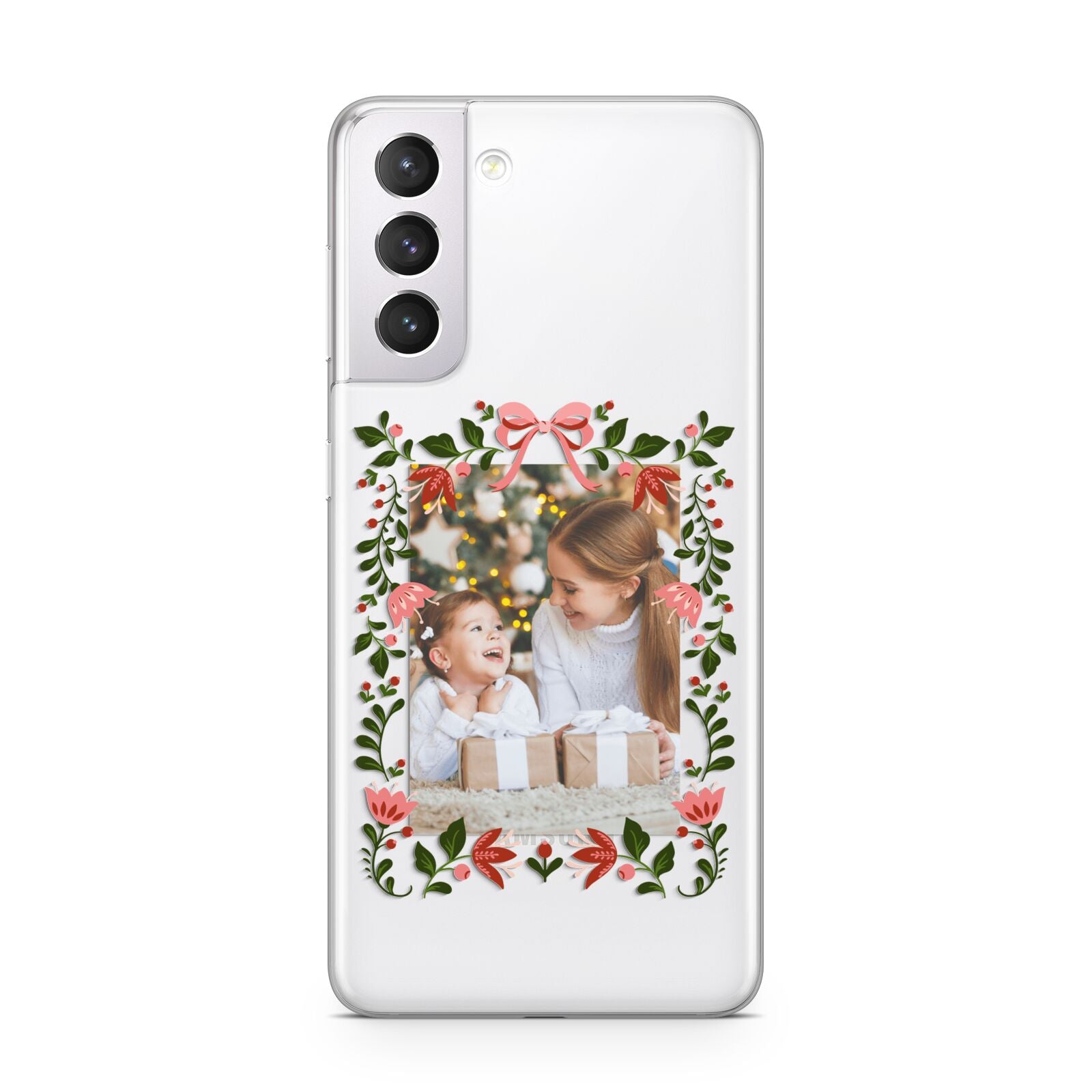 Personalised Christmas Flowers Photo Samsung S21 Case