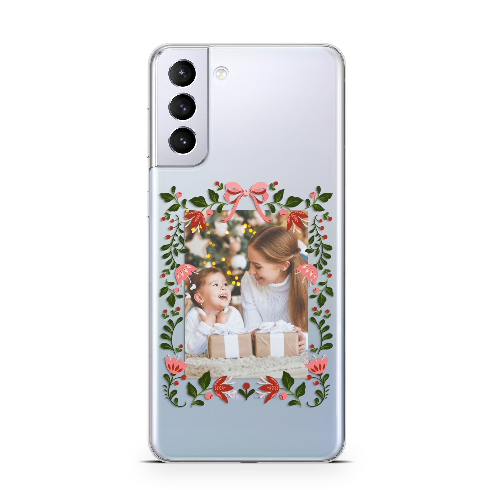 Personalised Christmas Flowers Photo Samsung S21 Plus Case